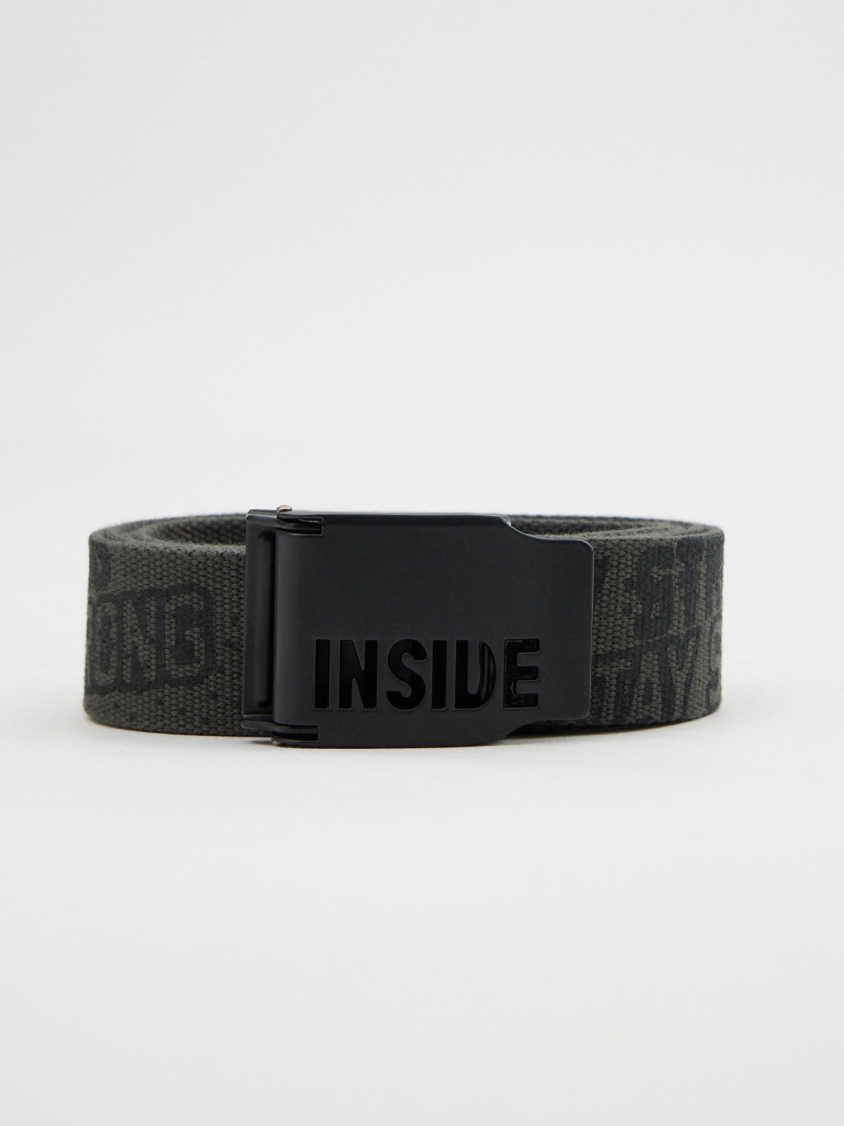 INSIDE print canvas belt dark grey