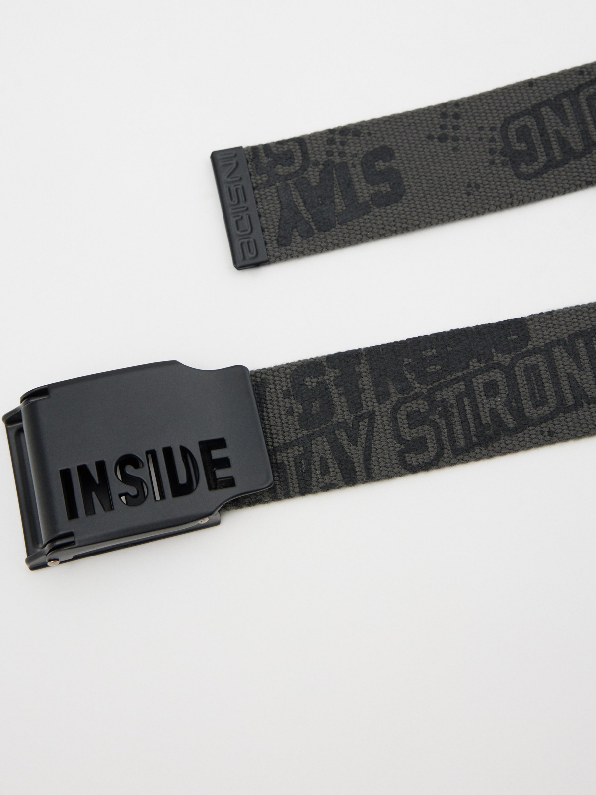 INSIDE print canvas belt dark grey detail view