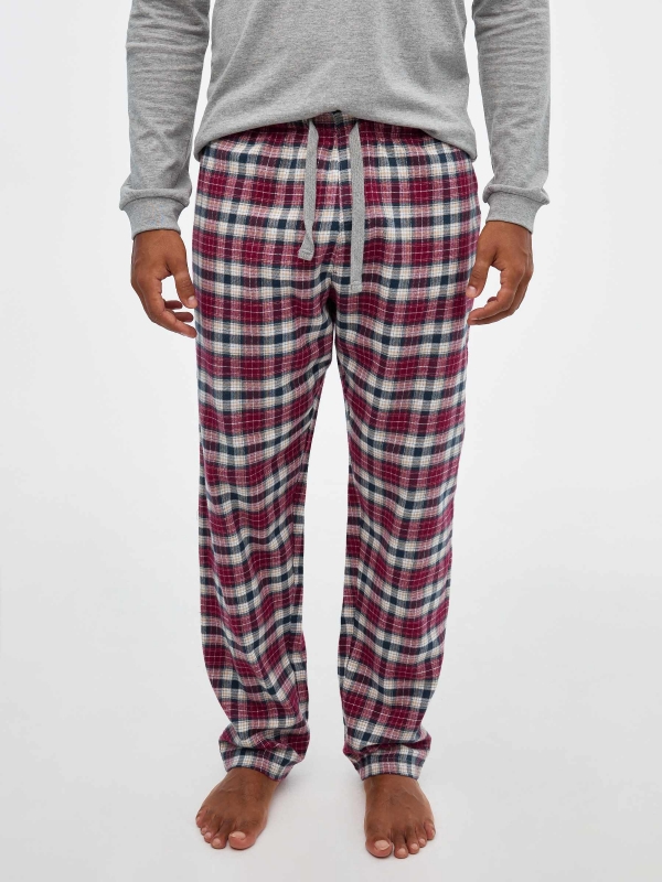 Plaid pajama pants grey detail view