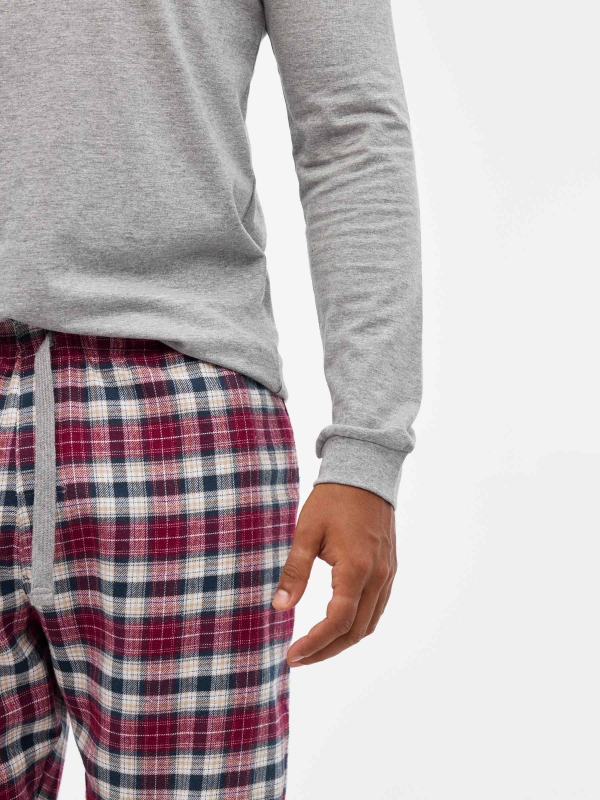 Calças de pijama axadrezadas cinza vista detalhe