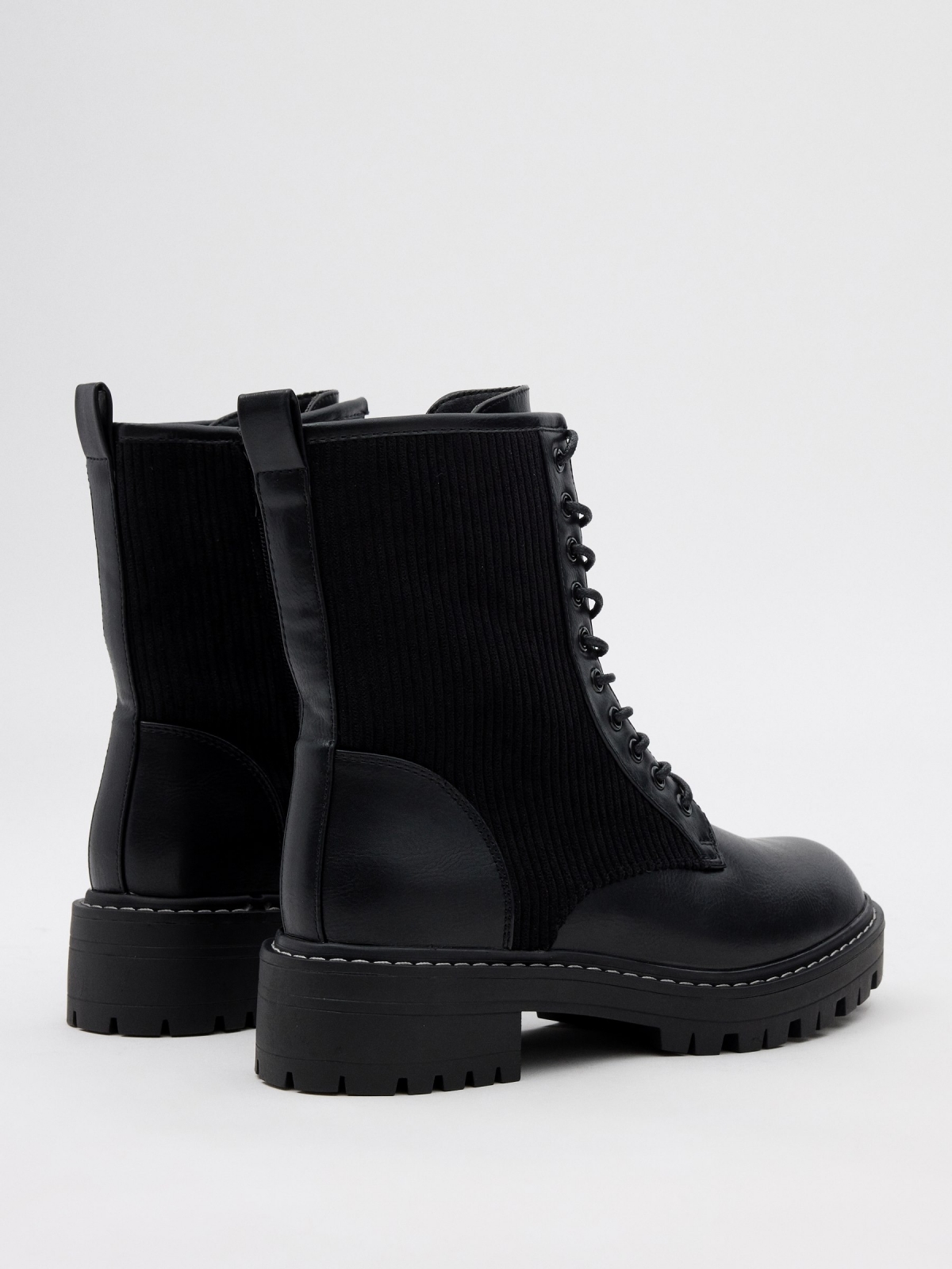 Mid-calf boots with laces black 45º back view