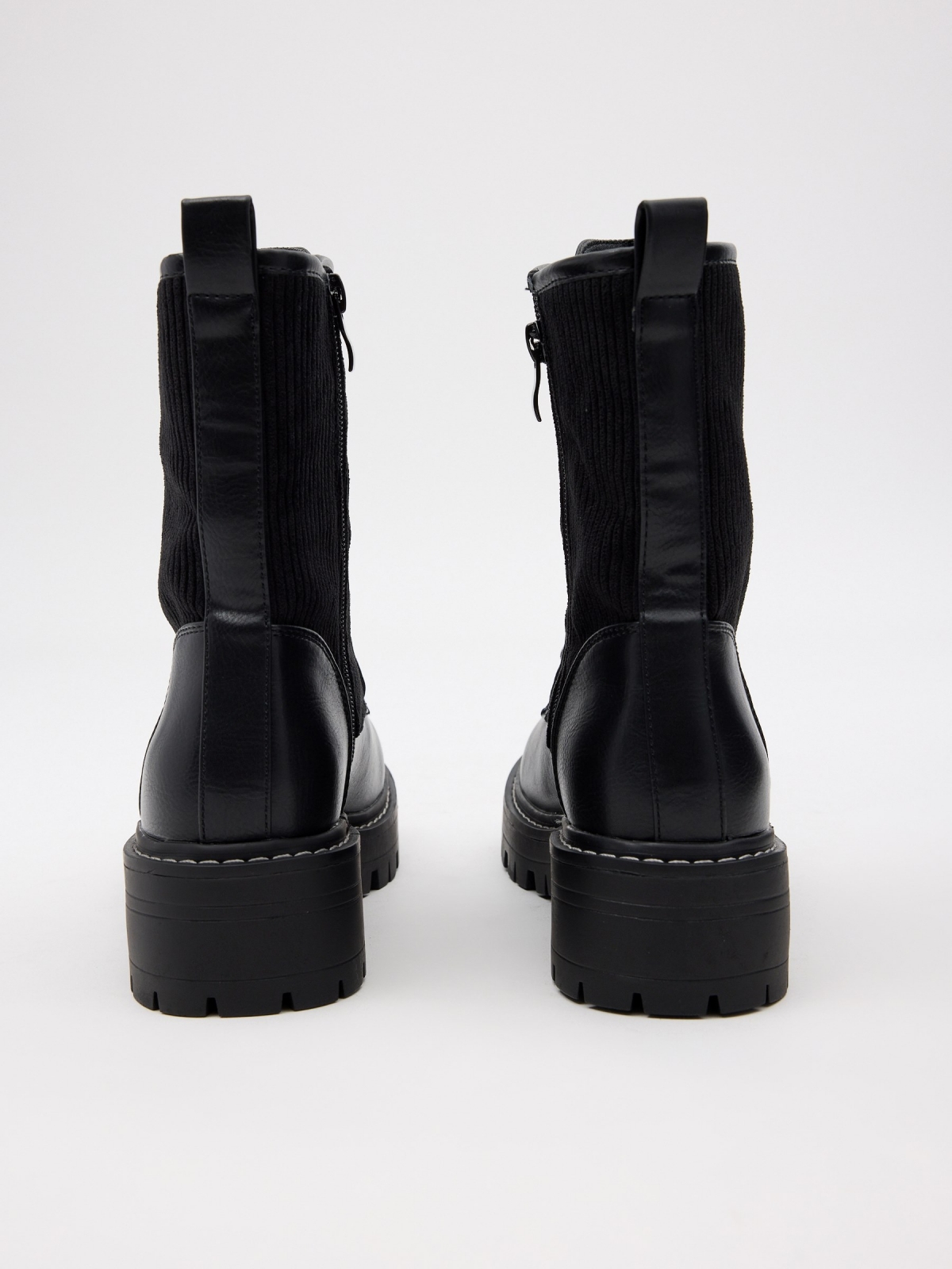 Mid-calf boots with laces black detail view