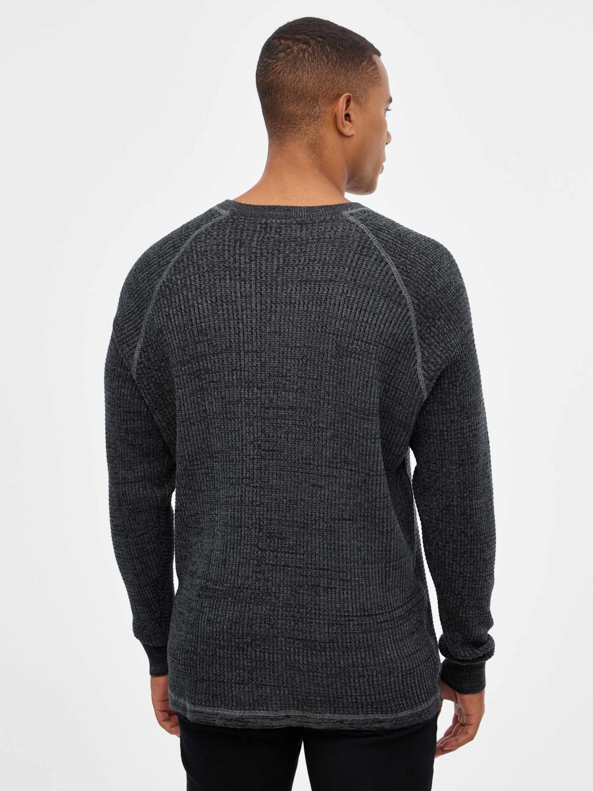 Basic mottled sweater grey middle back view