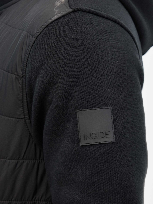 Fleece sweatshirt with zipper black detail view