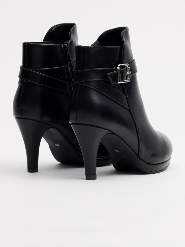 Black ankle boots with buckle heel black 45º back view
