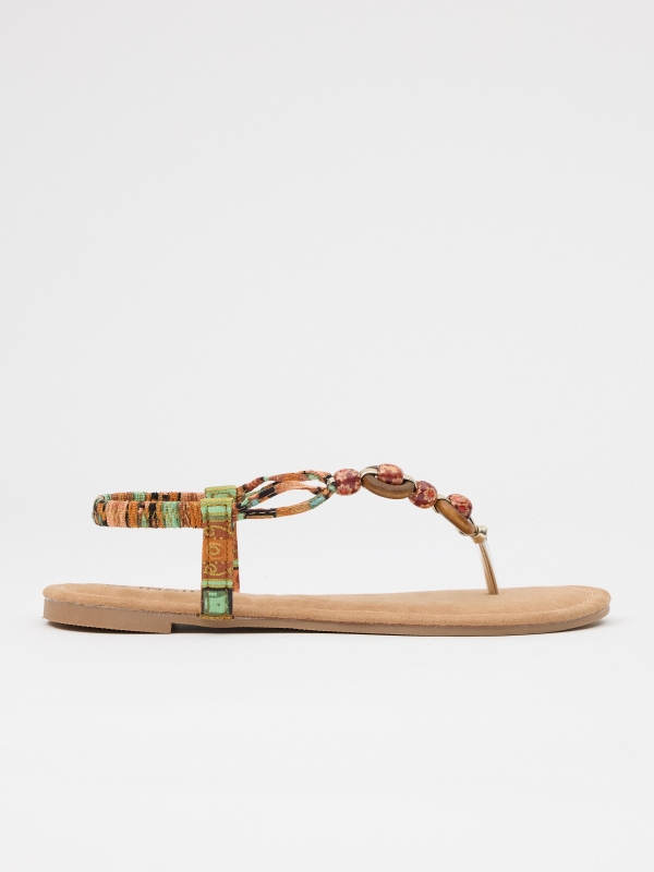 Thong sandal with beads multicolor