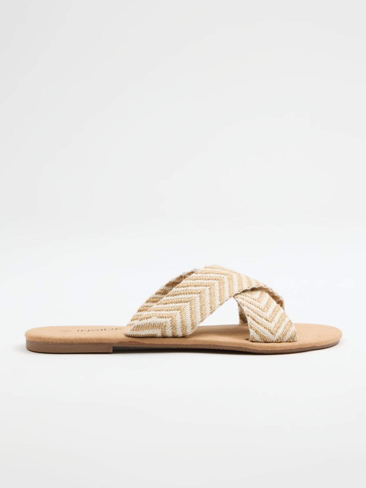 Natural crossed raffia sandals sand