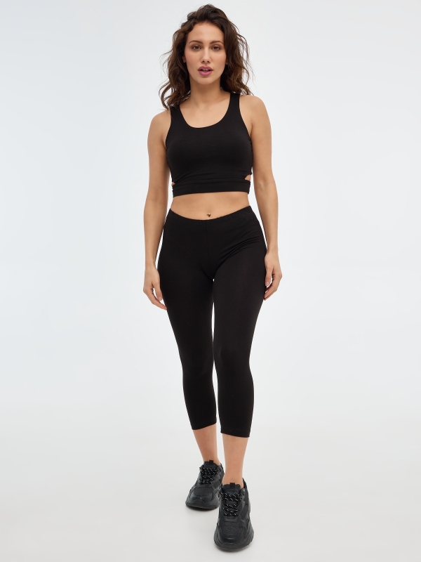 Basic short legging black front view