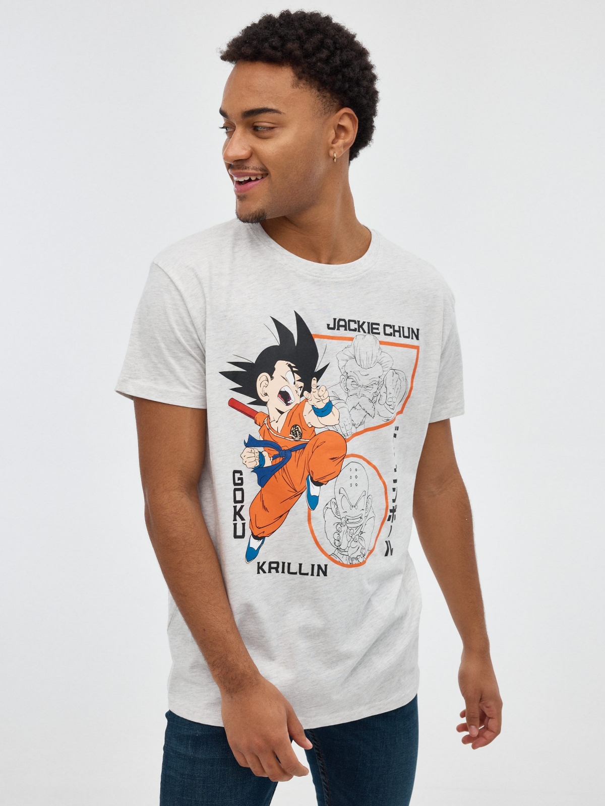 T-shirt Dragon Ball grey middle front view