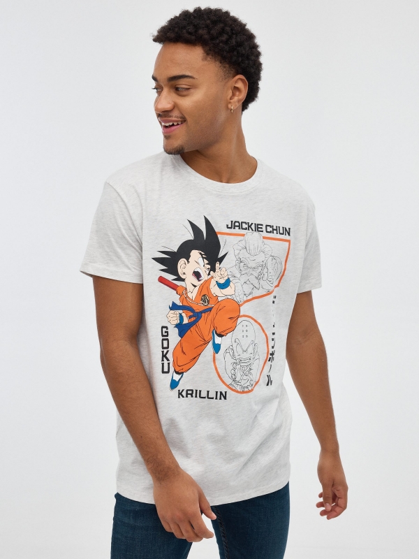 T-shirt Dragon Ball cinza vista meia frontal