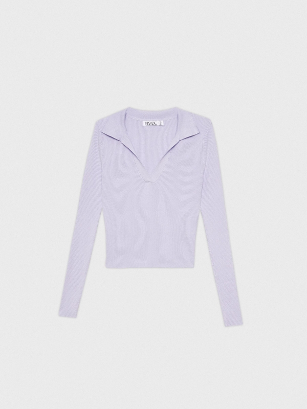  Slim crop polo neck sweater violet