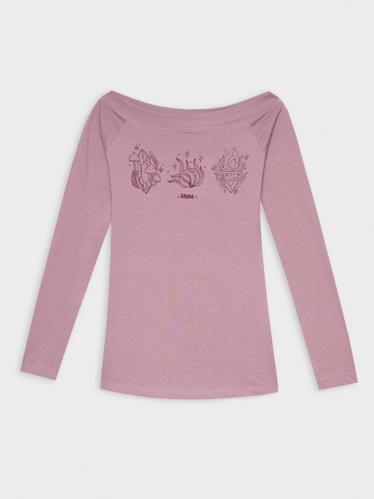  T-shirt com decote Bardot lilás
