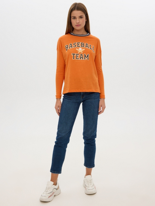 T-shirt with print orange front view