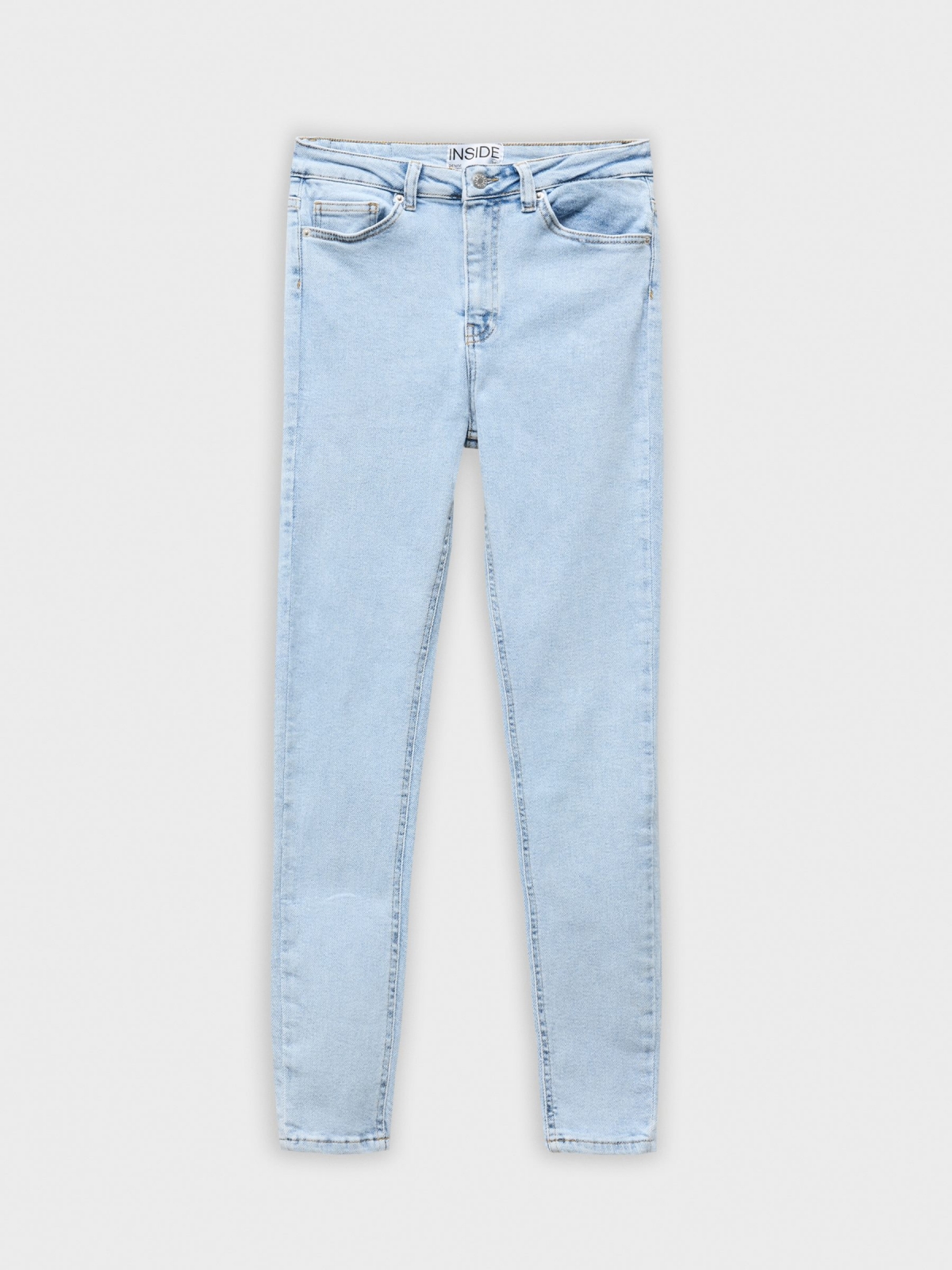  Jeans skinny tiro alto azul claro