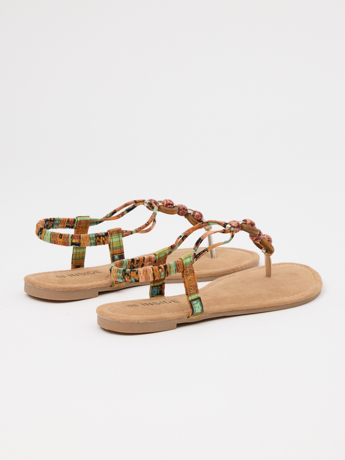 Thong sandal with beads multicolor 45º back view