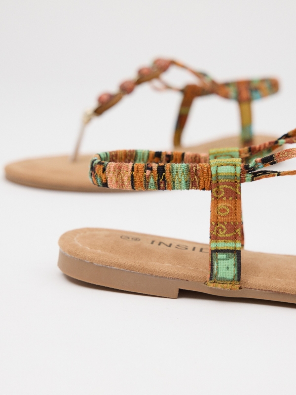 Thong sandal with beads multicolor detail view