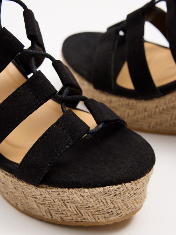 Wedges with lace-up straps black/beige detail view