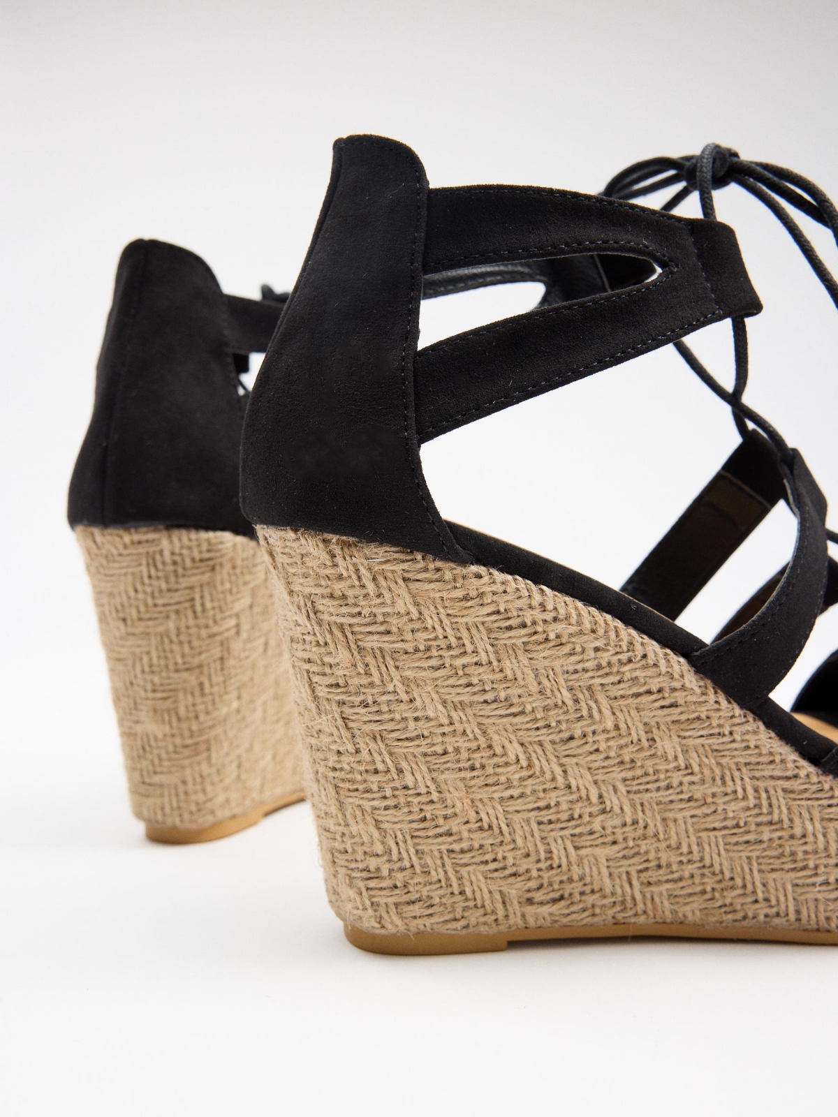 Wedges with lace-up straps black/beige detail view