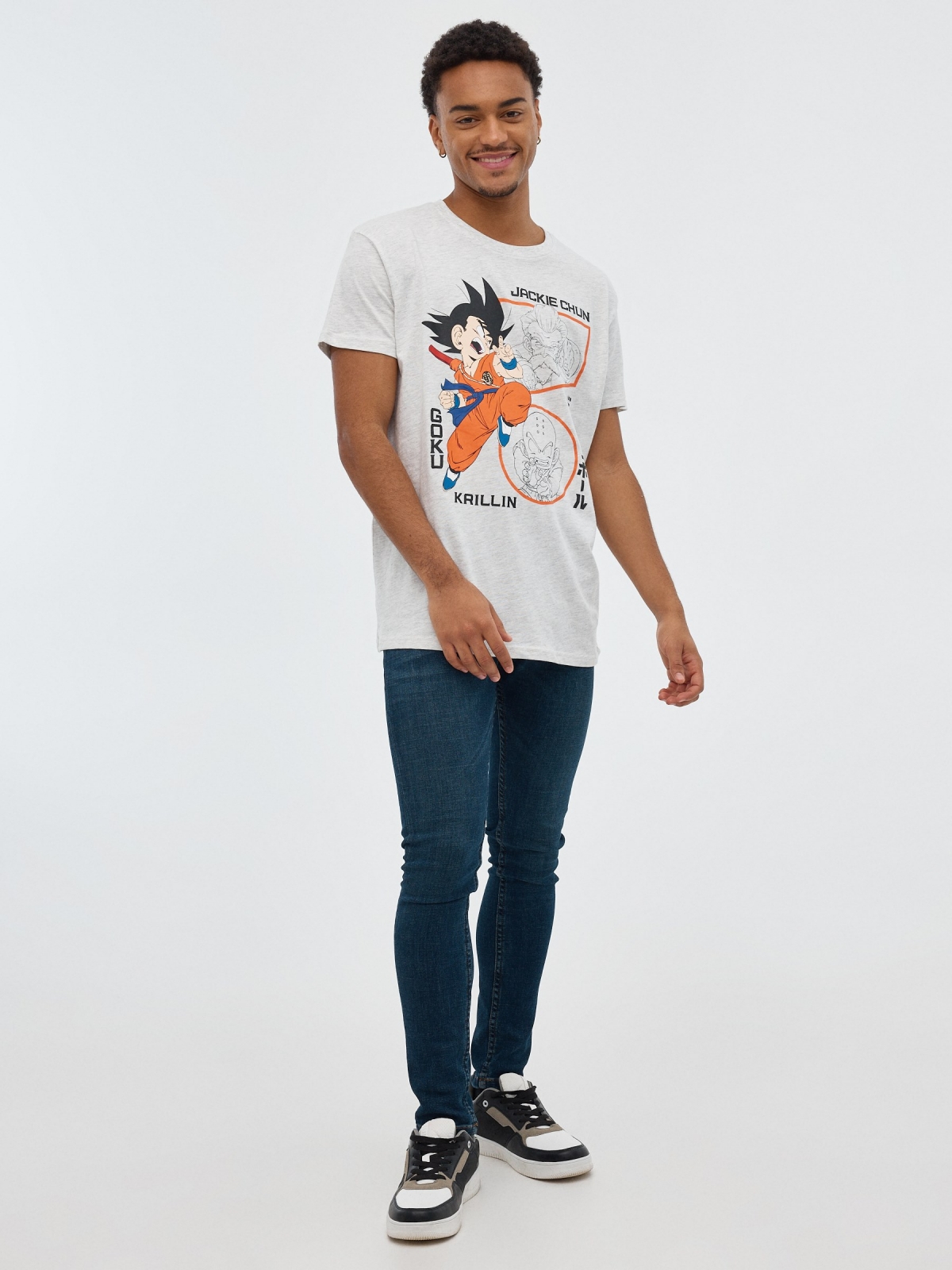 T-shirt Dragon Ball cinza vista geral frontal