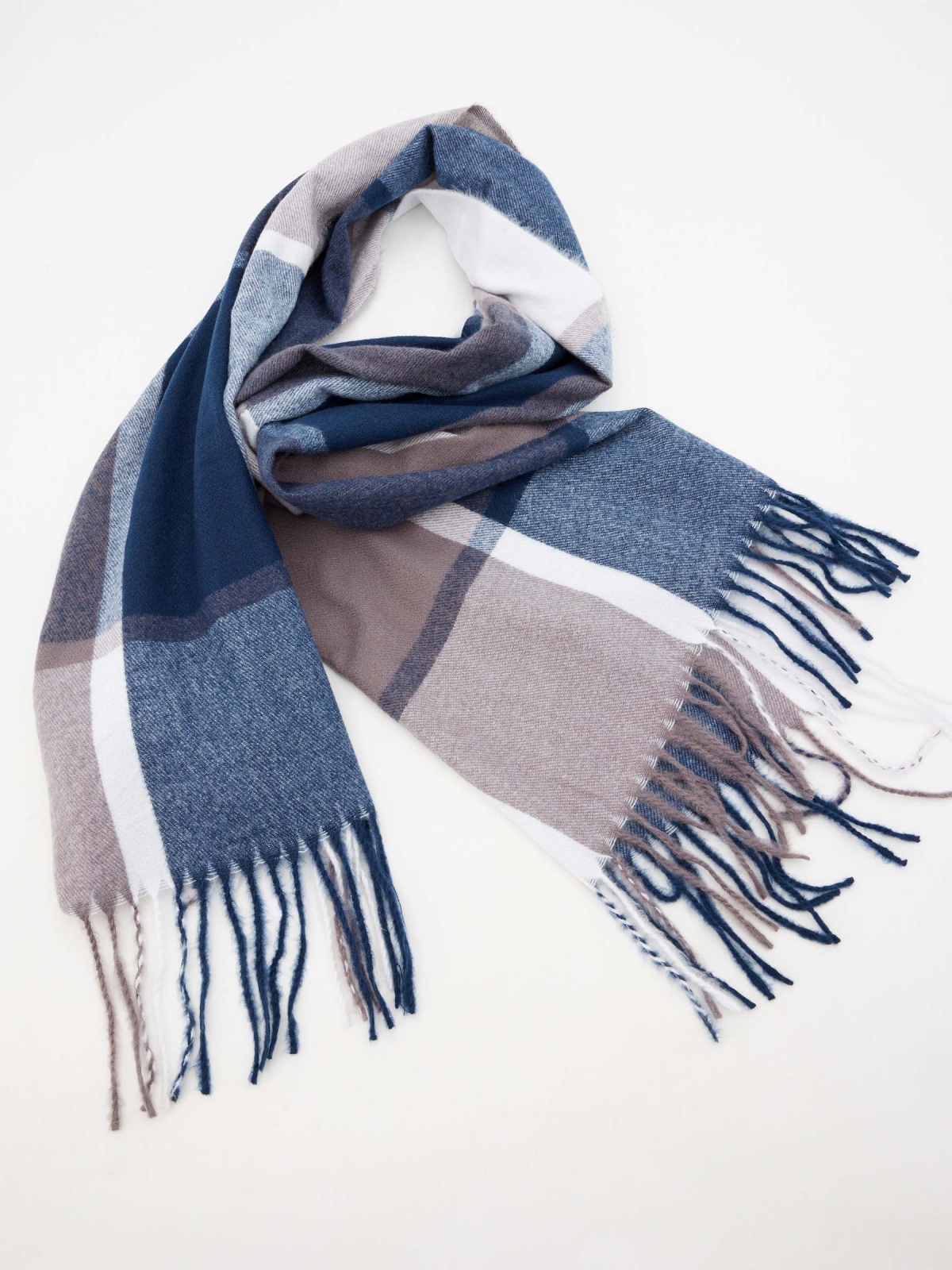 Plaid scarf for men multicolor rolled view