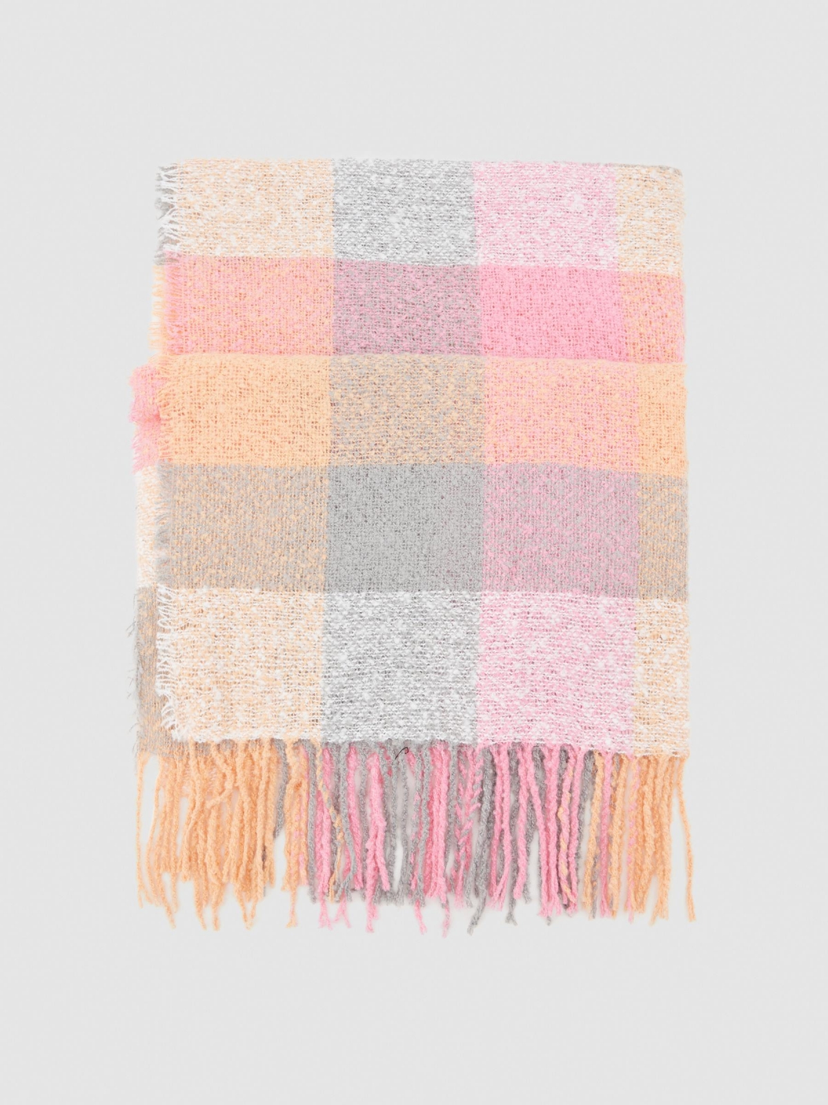 Colorful plaid scarf pink