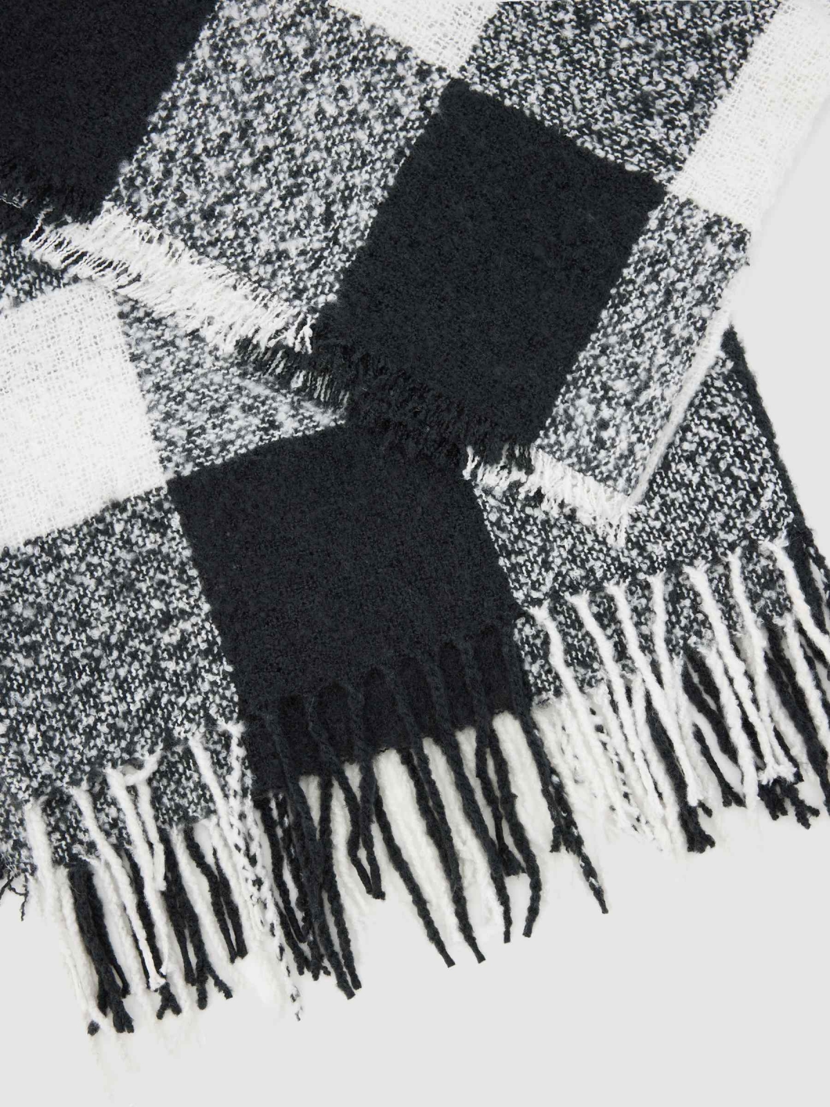 Oversized print scarf black rolled view