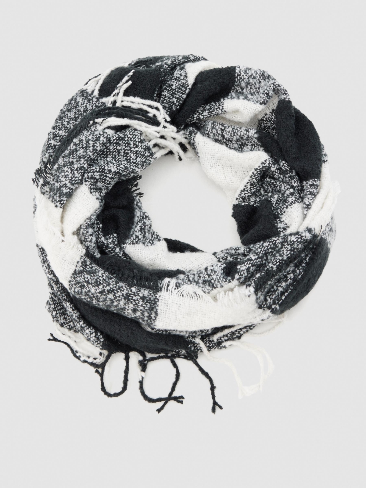 Oversized print scarf black detail view