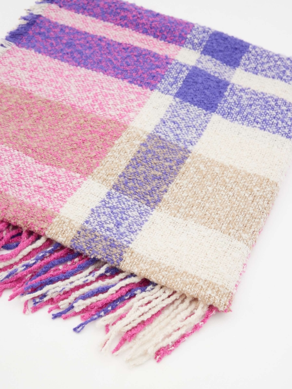 Oversized scarf in bright colors lilac rolled view