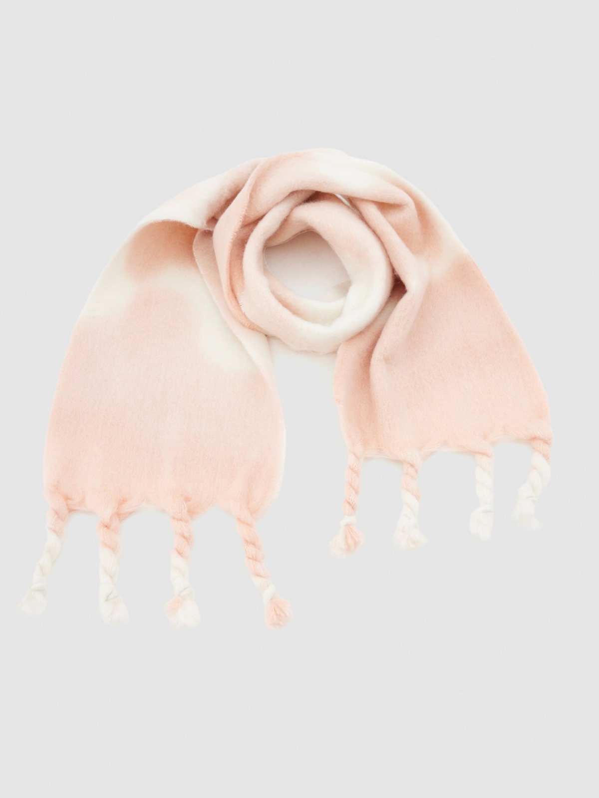 Rolled fringed scarf pink