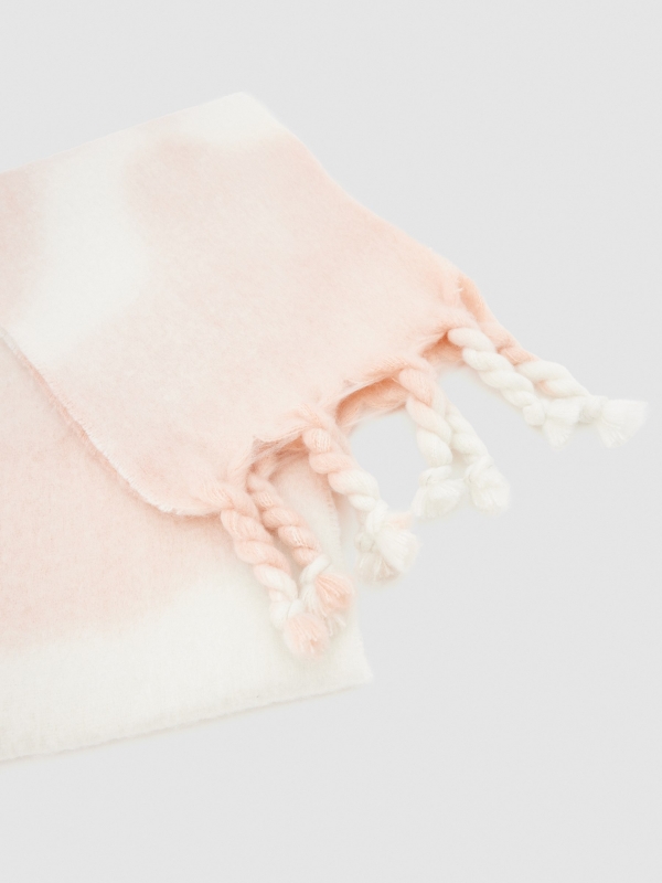 Rolled fringed scarf pink rolled view