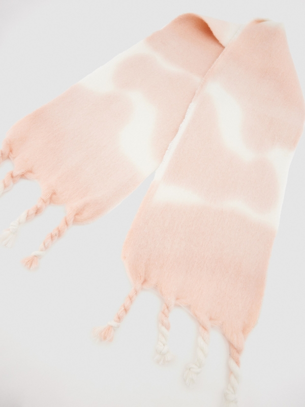 Rolled fringed scarf pink detail view