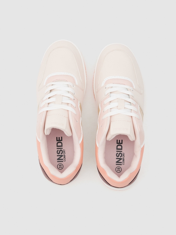 Sapatos de skate multicoloridos rosa vista detalhe