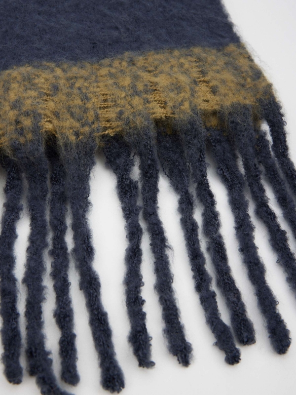 Navy blue scarf with bangs blue rolled view