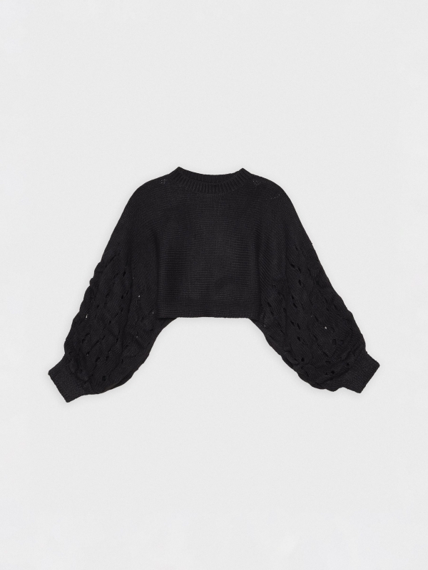  Crop sweater with puffed sleeves black