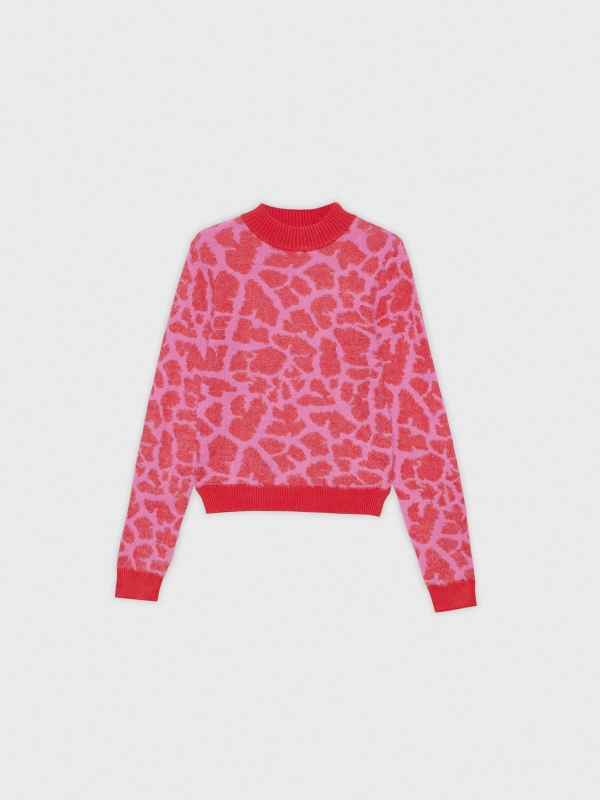  Jacquard fur sweater deep red