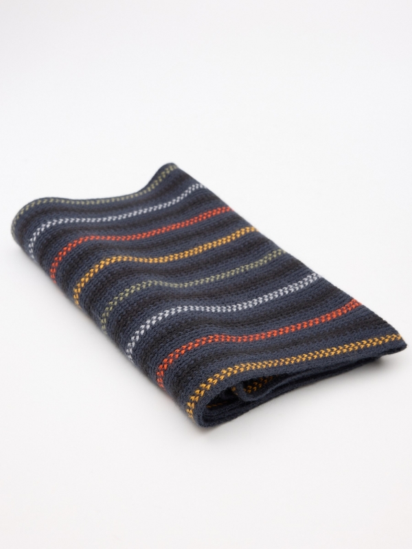 Striped knitted scarf multicolor rolled view