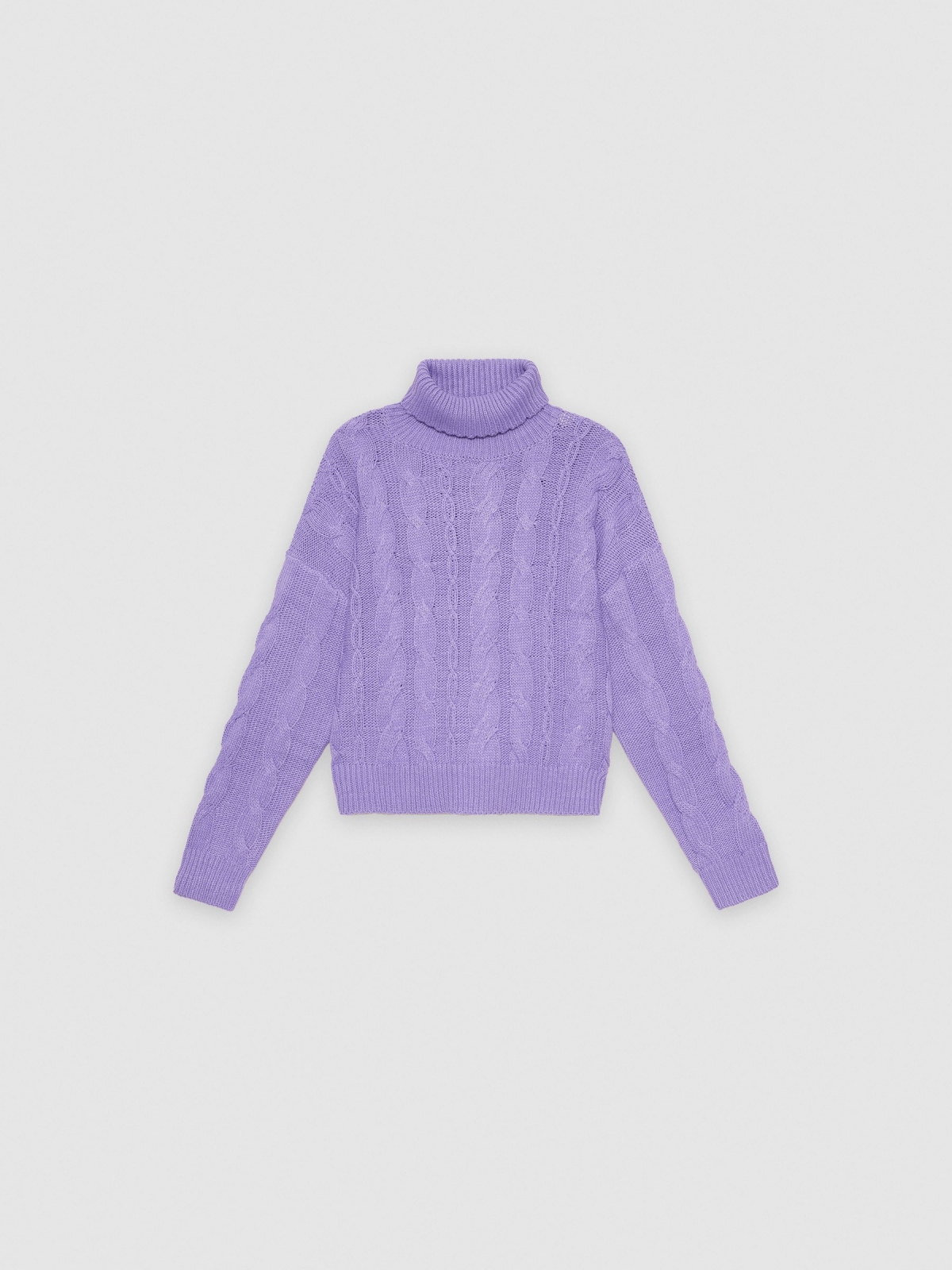 Sweater turn-down collar eights lilac