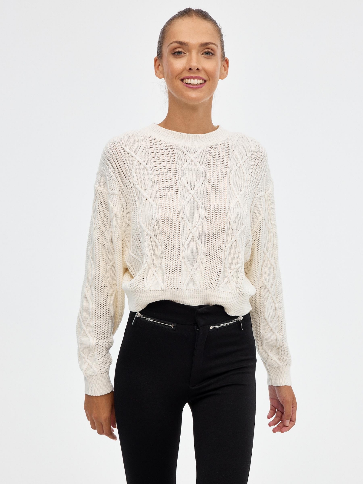 Eights crop sweater off white middle front view