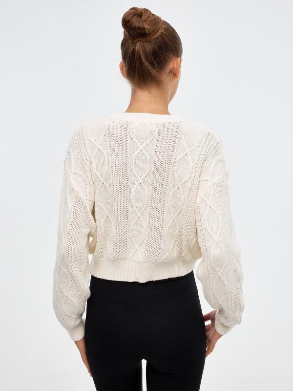 Eights crop sweater off white middle back view