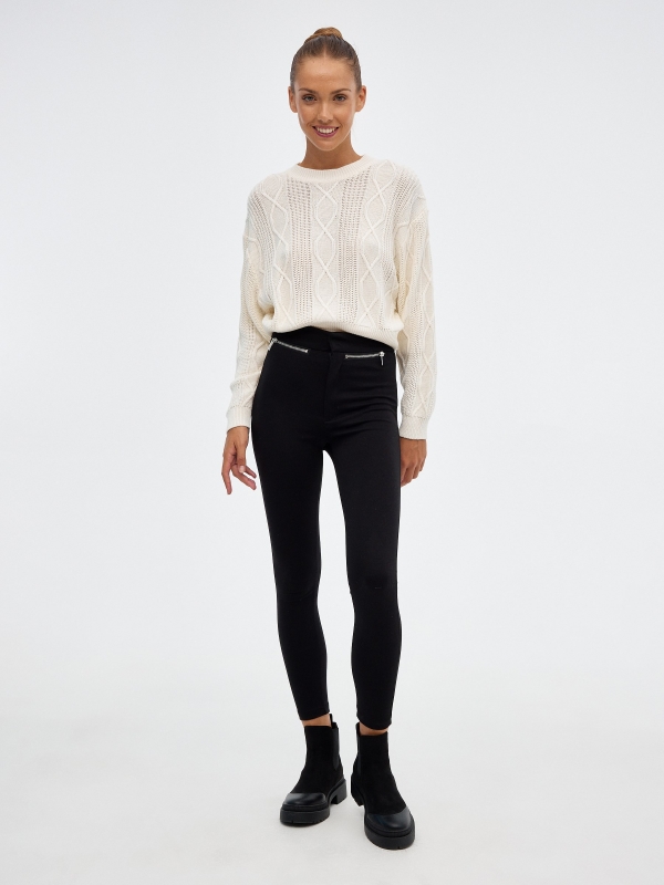 Eights crop sweater off white front view