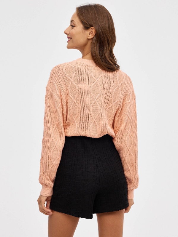 Eights crop sweater peach middle back view