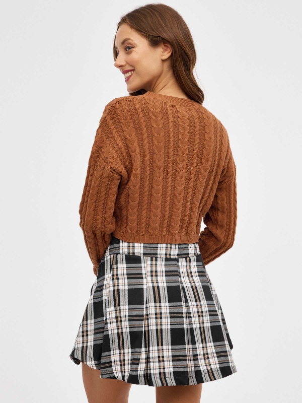 Eights knitted crop sweater brown middle back view