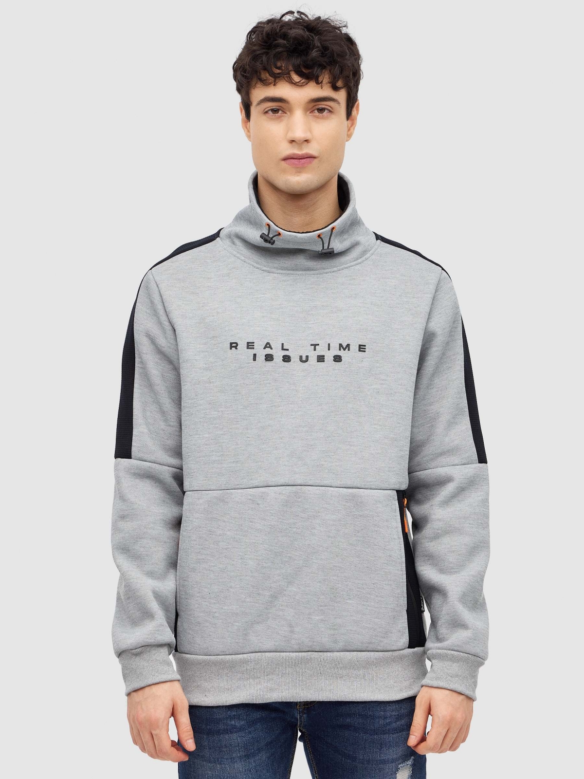 Real Time fluid neck sweatshirt grey middle front view