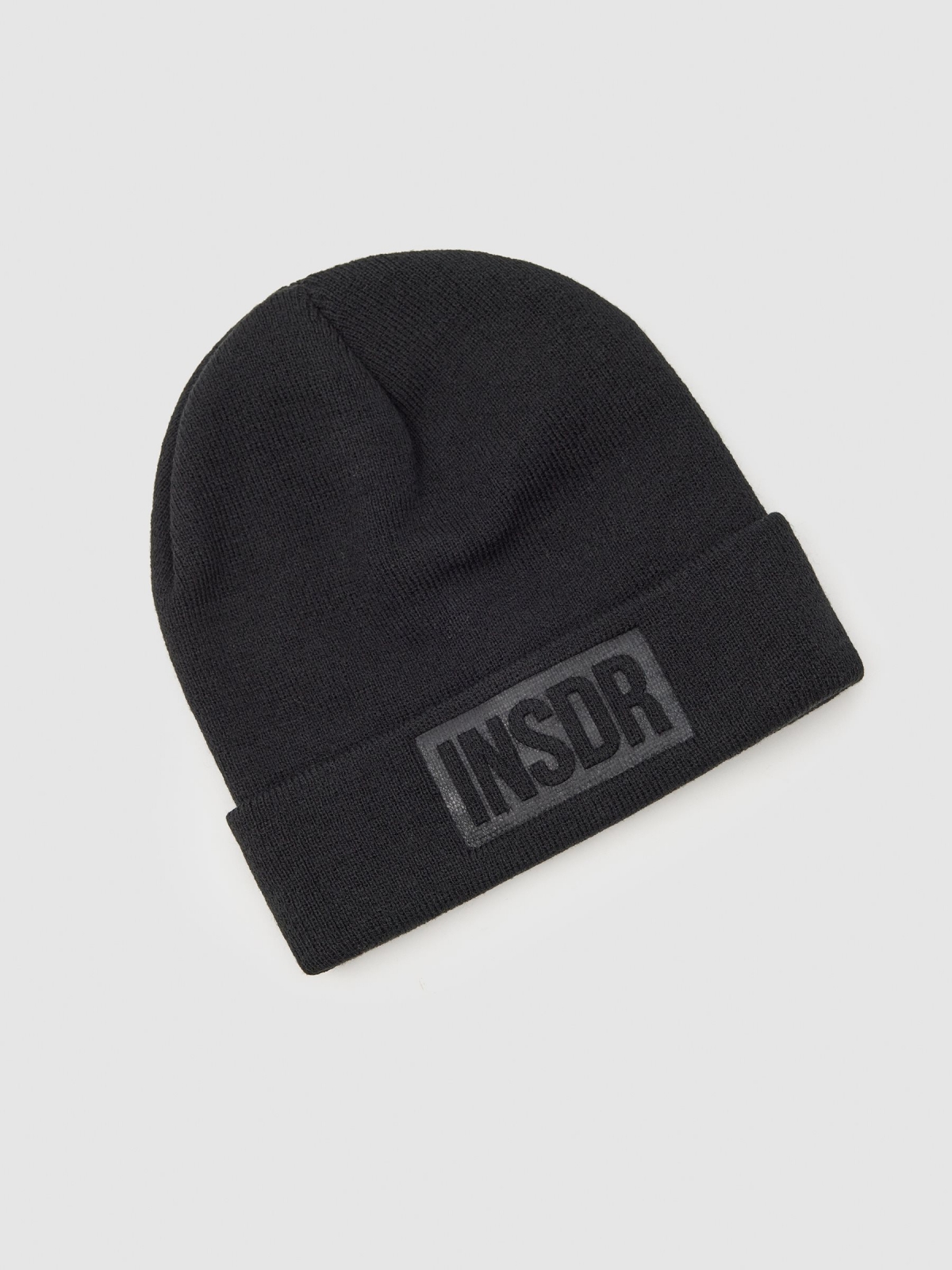 INSDR knitted cap black detail view