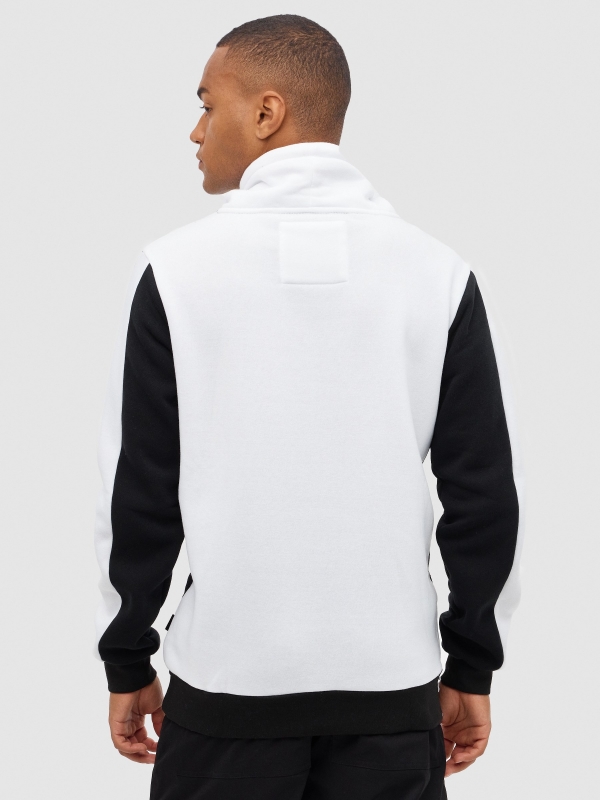 Fluid neck sweatshirt without hood white middle back view