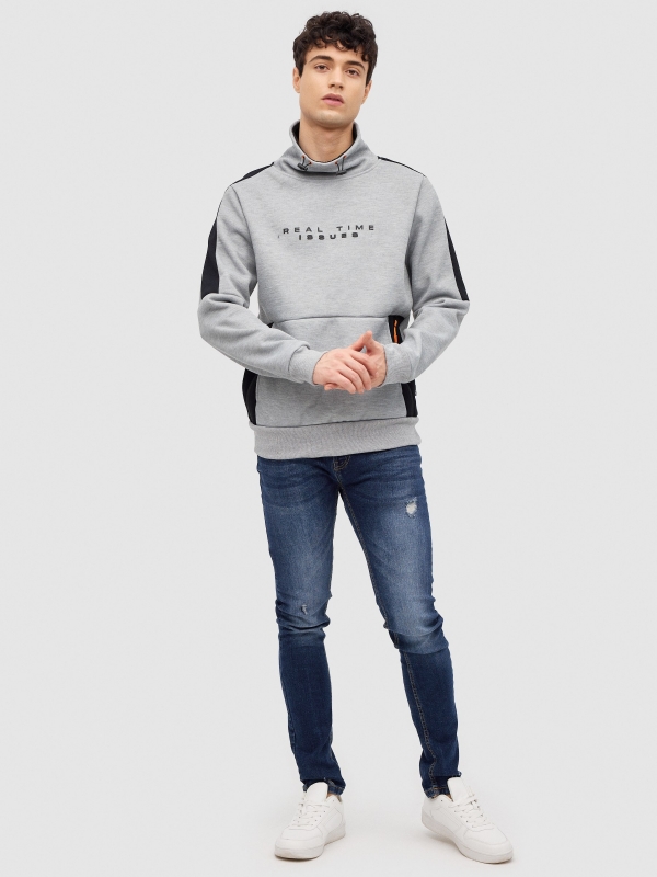 Real Time fluid neck sweatshirt grey front view