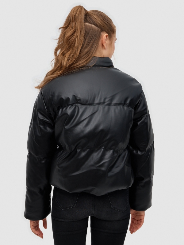 Quilted leatherette jacket black middle back view