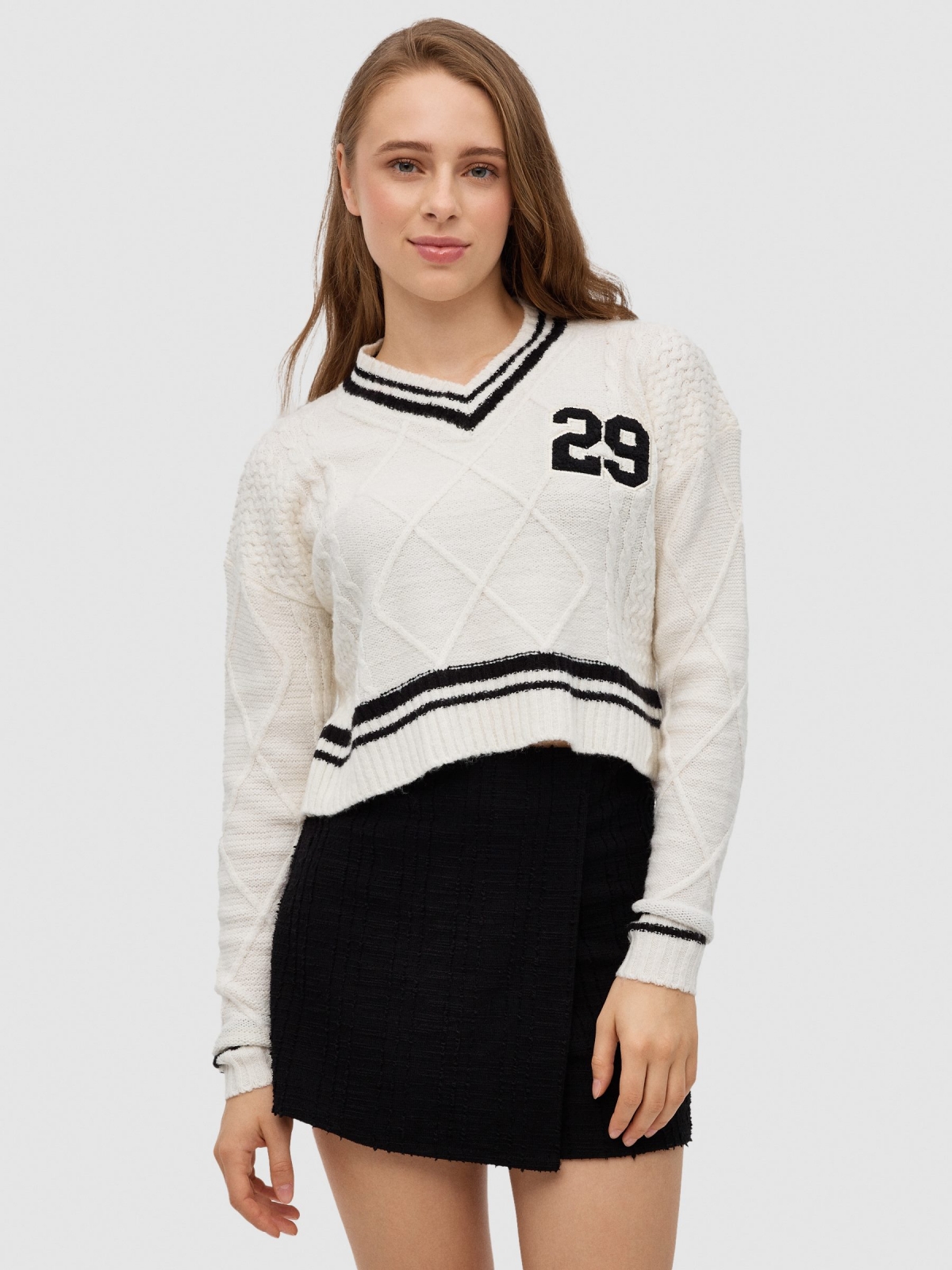 Jersey College 29 off white vista meia frontal
