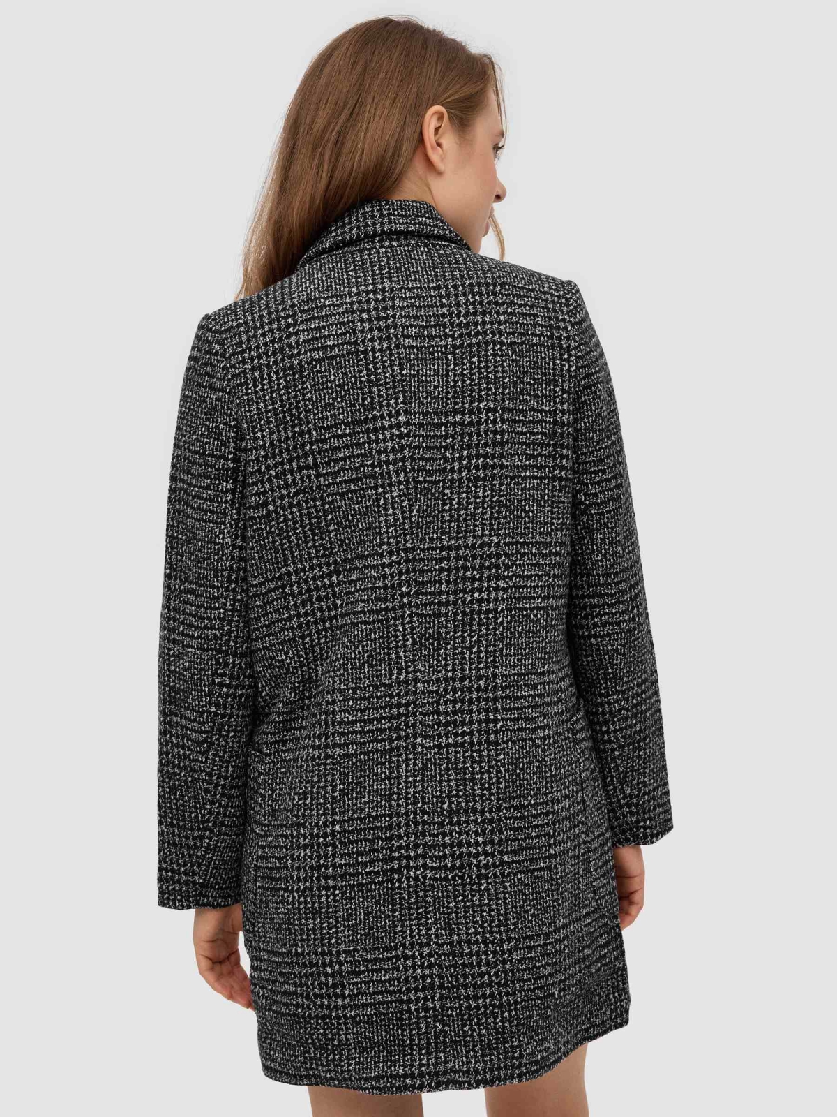 Crossed cloth coat black middle back view