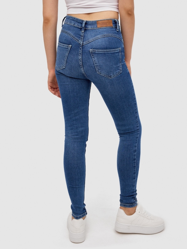 Skinny push up jeans blue middle back view